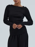 Seamless Basic - Langarmshirt aus Wolle in Schwarz