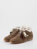 3P - Sneaker warm aus Veloursleder in braun