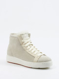 Santoni – High-Top Sneaker aus Veloursleder Beige