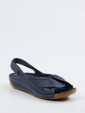 Andrea Conti – Slingback-Sandalen aus Kalbleder Dunkelblau