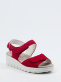 Semler – Keilsandalette aus Veloursleder rot