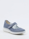 Semler – Klett-Ballerina aus Veloursleder taubenblau