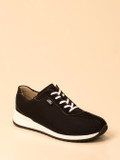 Finn Comfort – Schnürschuhe aus Stretchmesh und Veloursleder schwarz