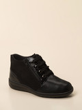 Solidus – Komfort-Stiefelette aus Stretch und Veloursleder Schwarz