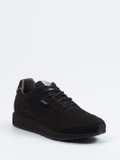 Lunge – Sneaker aus Textil in Veloursoptik schwarz