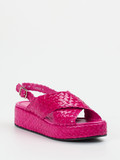 Pons Quintana – Plateau-Sandale aus Flechtleder Fuchsia