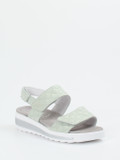 Semler – Komfort-Sandalen aus geprägtem Leder salbeigrün