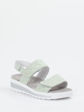 Semler – Komfort-Sandalen aus geprägtem Leder salbeigrün