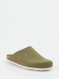 Thies – Pantoletten aus Veloursleder Olivgrün