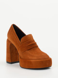 Elena Iachi – Plateau-Loafer aus Veloursleder Rostbraun