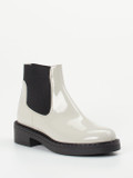Konstantin Starke – Chelsea Boots aus Lackleder cremegrau