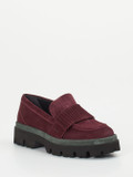 Donna Carolina – Slipper aus Veloursleder Bordeauxrot