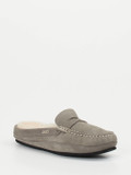 Sioux – Mokassin-Hausschuh aus Kalbleder steingrau