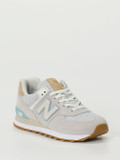 New Balance – Sneaker aus Textil und Veloursleder Hellgrau
