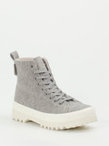 Superga – Schnürboots aus Filztextil Hellgrau