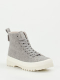 Superga – Schnürboots aus Filztextil Hellgrau