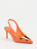 Santoni – Slingback-Pumps aus Veloursleder Koralle