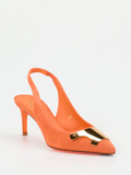 Santoni – Slingback-Pumps aus Veloursleder Koralle
