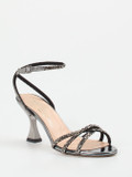 Konstantin Starke – High Heel Sandale aus Metallicleder anthrazit