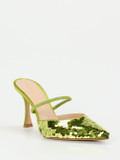 Konstantin Starke – Mules aus Metallic-Satin Limettengrün