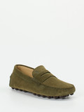 Tod's – Mokassin aus Veloursleder in Olivgrün