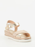 Mannori – Keilsandalette aus Metallicleder Rosé-Beige