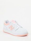 New Balance – Sneaker aus Leder in Weiß Pfirsichrosa