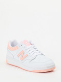 New Balance – Sneaker aus Leder in Weiß Pfirsichrosa