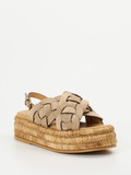 Tod's – Keilsandalette aus Flechtleder in Sandbeige