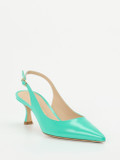 Konstantin Starke – Slingback-Pumps aus Hochglanzleder Türkisgrün