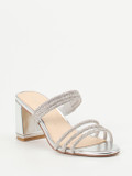 Ralph Harrison – High Heel Mules aus Metallicleder Silber