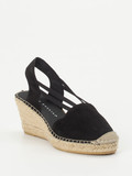 Andrea Puccini – Keilsandalette aus Veloursleder Schwarz