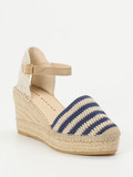 Andrea Puccini - Keilsandalette aus Textil in blau
