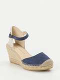 Andrea Puccini – Keilsandaletten aus Veloursleder Marineblau
