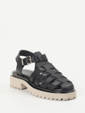 Andrea Puccini – Fisherman-Sandalen aus Lammleder Schwarz