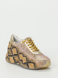 Rise – Sneaker aus Metallicleder mit Strass in Gold