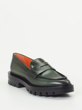 Santoni – Loafer aus Hochglanzleder Dunkelgrün