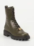 Tod's – Schnürboots aus Kalbleder in Olivgrün