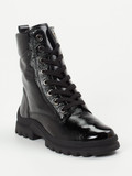 Semler – Schnürstiefelette aus Lackleder schwarz