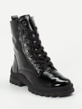 Semler – Schnürstiefelette aus Lackleder schwarz