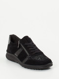 Semler – Komfort-Sneaker aus Velours- und Lackleder Schwarz