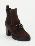 Mannori – Blockabsatz-Stiefeletten aus Veloursleder Dunkelbraun