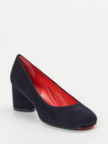 Pas de Rouge – Blockabsatz-Pumps aus Veloursleder Dunkelblau