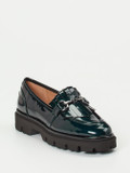 Andrea Puccini – Chunky Loafer aus Lackleder Petrol