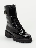 Mannori – Schnürboots aus Lackleder Schwarz