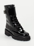 Mannori – Schnürboots aus Lackleder Schwarz