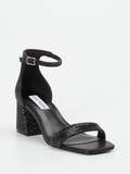 Steve Madden – Sandaletten aus Metallicleder Schwarz