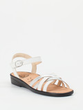 Ganter – Sandalette aus Kalbleder in Weiß Metallic