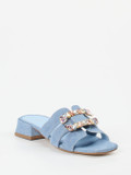 Andrea Puccini – Mules aus Veloursleder in Denim-Optik