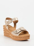 Gabor – Keilsandalette aus Metallicleder goldfarben